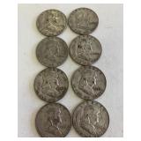 8 Franklin Half Dollars