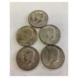 5 1964 Kennedy Half Dollars