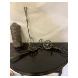 Early Kitchen Grater, spoon, 2 hand mixers
