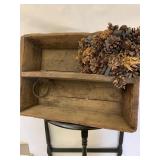 Early Wooden Crate w/ floral decor