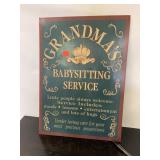 Metal Grandma Babysitting sign