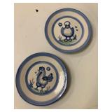 4 Pieces Hadley- duck & chicken plate; cow creamer