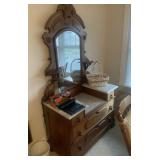 Marble-top Victorian walnut dresser