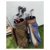 2 golf bags and clubs.  IU Putter