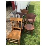 5 miscellaneous wood chairs in various repair