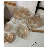 28 pieces Pink Depression glass