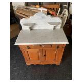 Walnut Victorian Marble Top Wash Stand