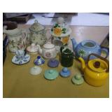 Teapots, pitchers, cup & saucer