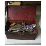 Vintage tool box and hand tools