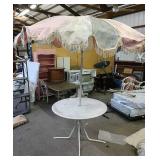 1950s metal patio table & umbrella