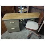 2 drawer metal desk with office chair