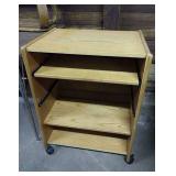 Rolling wooden AV cart