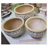 3 large ceramic planters