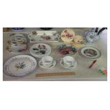 Hand painted cup & saucers, plates, & more