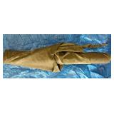 Bolt of plush olive upholstry fabric