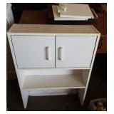 White over-toilet unit, shelf unit, desk