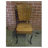 Wrought iron woven chair, rough