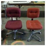 2 red office chairs