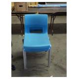 3 teal stackable chairs