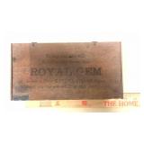 Vintage wooden cigar box with contents