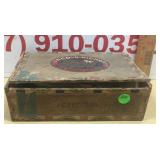 Vintage cigar box with contents