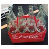 Vintage Coca Cola plastic carton & bottles