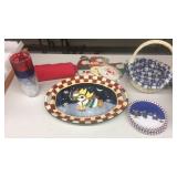 Christmas serving platter, placemats, door