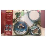 20 piece Snow Angel Village stoneware set