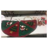 Felt tree skirt, stocking, card holder wreath