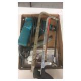 2 hacksaws, makita still, d rings, roofing knife