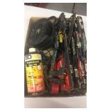 6 bar clamps, 4x4 tire gauge, air pump, oil and