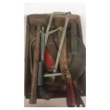 Hatchet, hacksaws, sharpening stone,