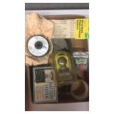 Battery tester, hitch ball, sandpaper, etc