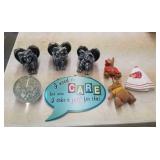 Decor items- metal sign, paperweight,  figurines