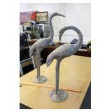 Pair metal Flamingos - yard art