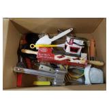 Kitchen items: rolling pin, knives, & more