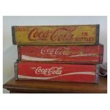3 wooden Coca-Cola crates