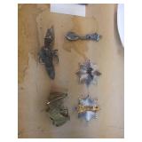 Bat belt buckles & pin, wizard spoon& pin