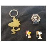 Snoopy watch,  Woodstock key chain, etc