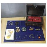 Treasure chest & costume jewelry lot