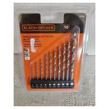 10 pc Black and Decker Drill Bit Set