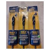 3pc Irwin 1/2" Tri Flute Bit