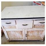 Vintage Porcelain Top Cabinet on Wheel