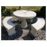 Concrete Table with Umbrella  & 3 Benches