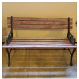 Red Wooden Bench