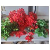 10 Poinsettia flower 3 stems berry