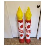 2 Noel Plastic Lighted Candle Outdoor Decor