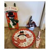 Snowman Serving Tray, Snowman Sled, Snowman