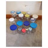 4 Glass Marshmello Fluff Jars & Misc Jars