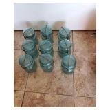 9 Vintage Pint Size Blue Ball Canning Jars with